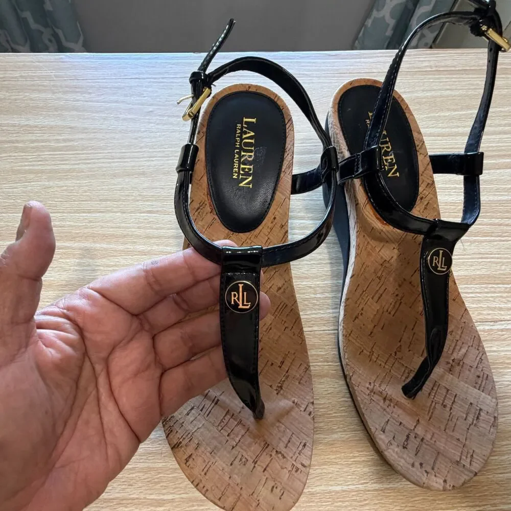 Lauren Ralph Lauren Reeta Thong Wedge Sandals Size 9